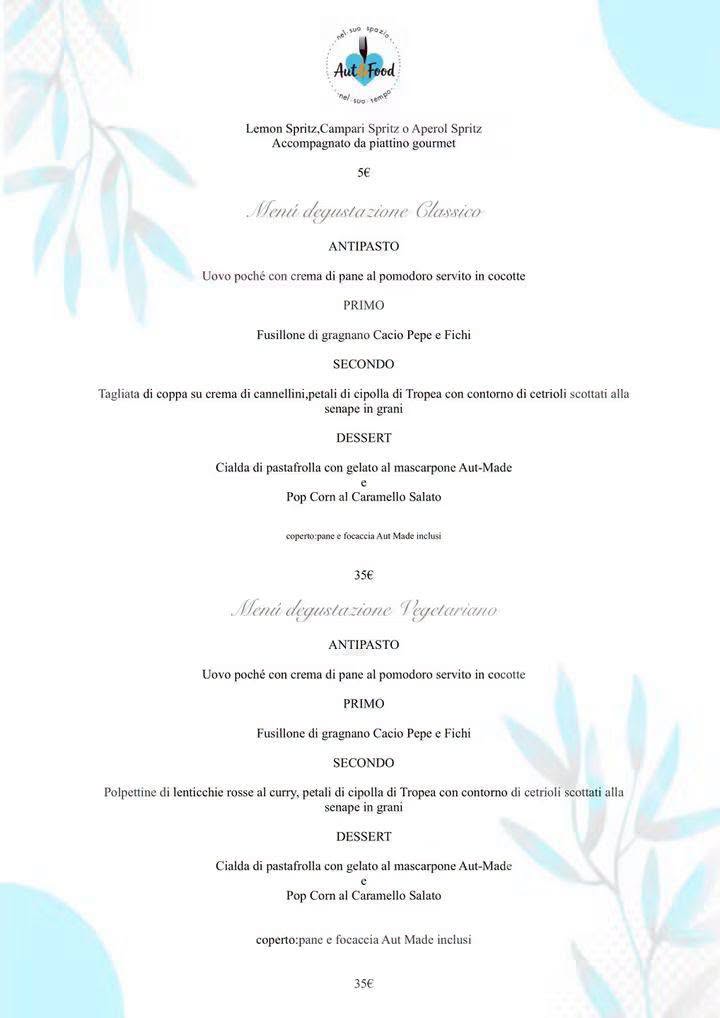 Menu Degustazione Aut&Food